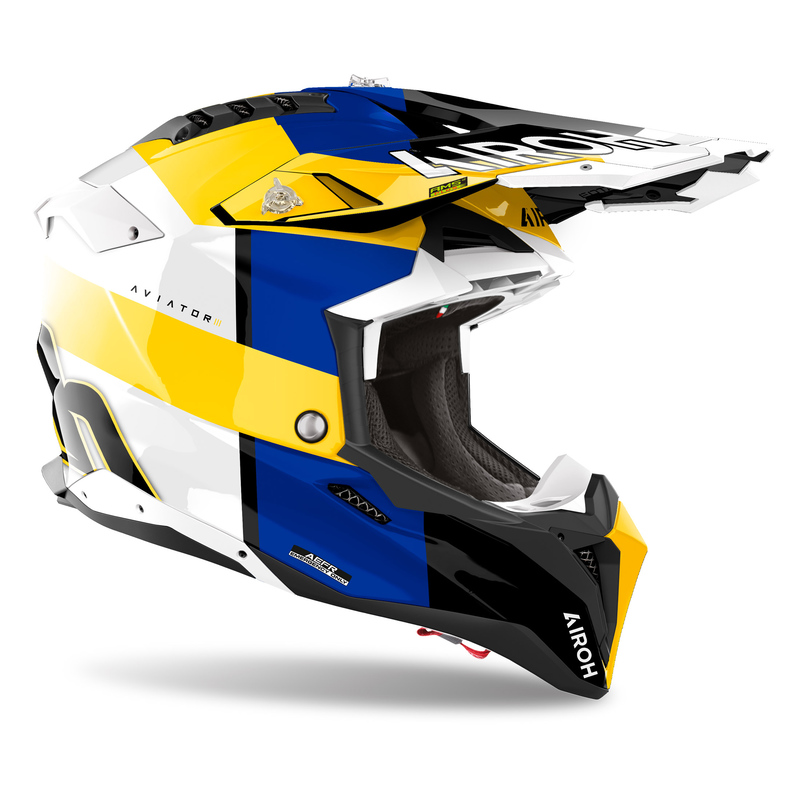 Kask AIROH AVIATOR 3 MONARCH BLUE YELLOW GLOSS - obrazek 2