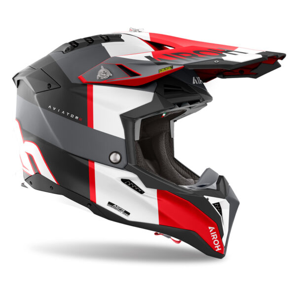 Kask AIROH AVIATOR 3 MONARCH GREY RED MATT - obrazek 2