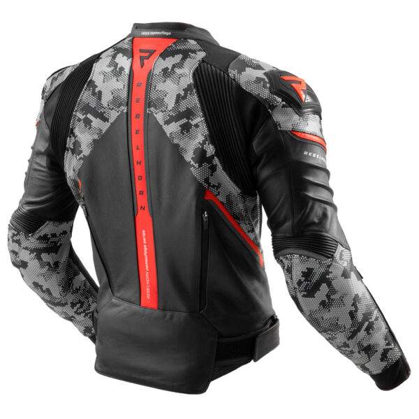 Kurtka skórzana REBELHORN VELOCE CAMO BLACK/GREY/FLUO RED - obrazek 2