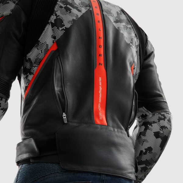 Kurtka skórzana REBELHORN VELOCE CAMO BLACK/GREY/FLUO RED - obrazek 7