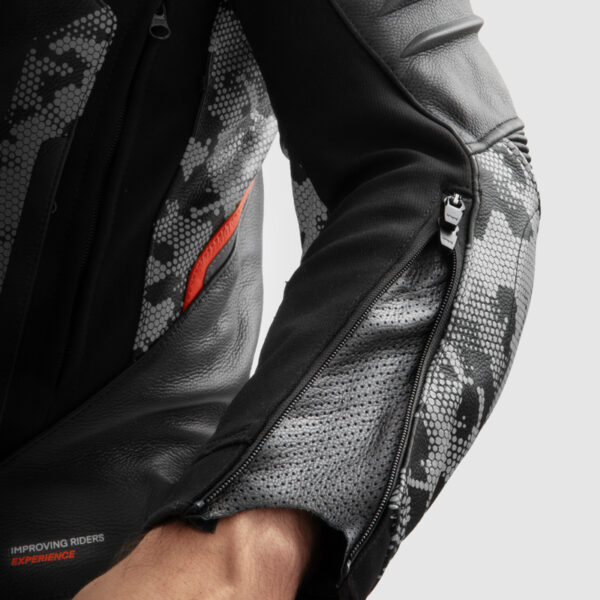 Kurtka skórzana REBELHORN VELOCE CAMO BLACK/GREY/FLUO RED - obrazek 9