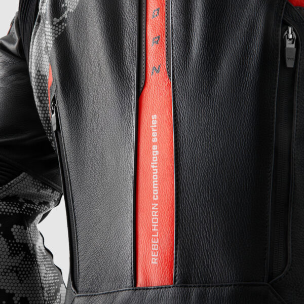 Kurtka skórzana REBELHORN VELOCE CAMO BLACK/GREY/FLUO RED - obrazek 14