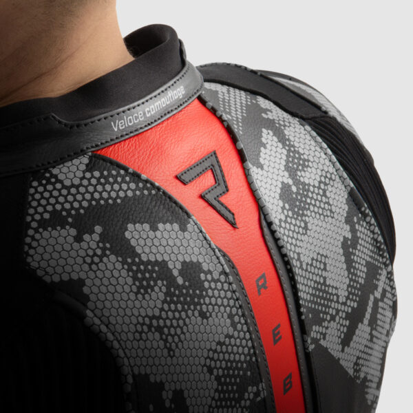 Kurtka skórzana REBELHORN VELOCE CAMO BLACK/GREY/FLUO RED - obrazek 15