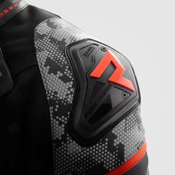 Kurtka skórzana REBELHORN VELOCE CAMO BLACK/GREY/FLUO RED - obrazek 17