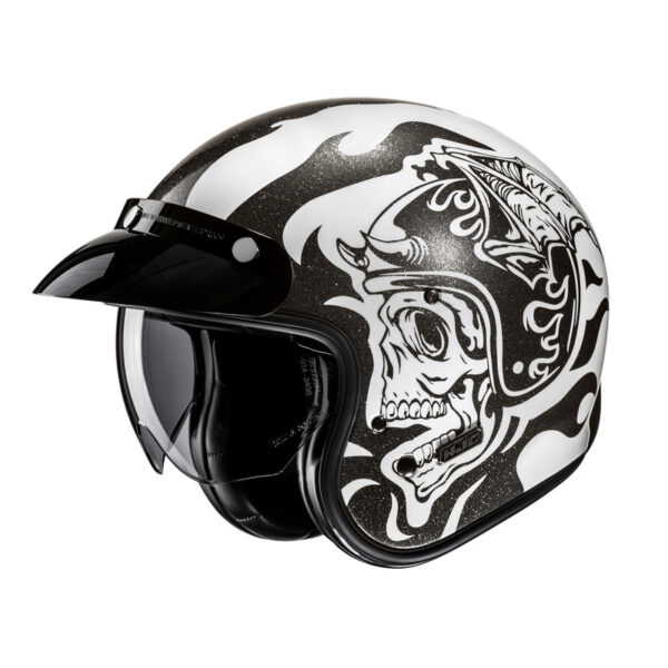 Kask HJC V31 FLAME WHITE/BLACK - obrazek 2